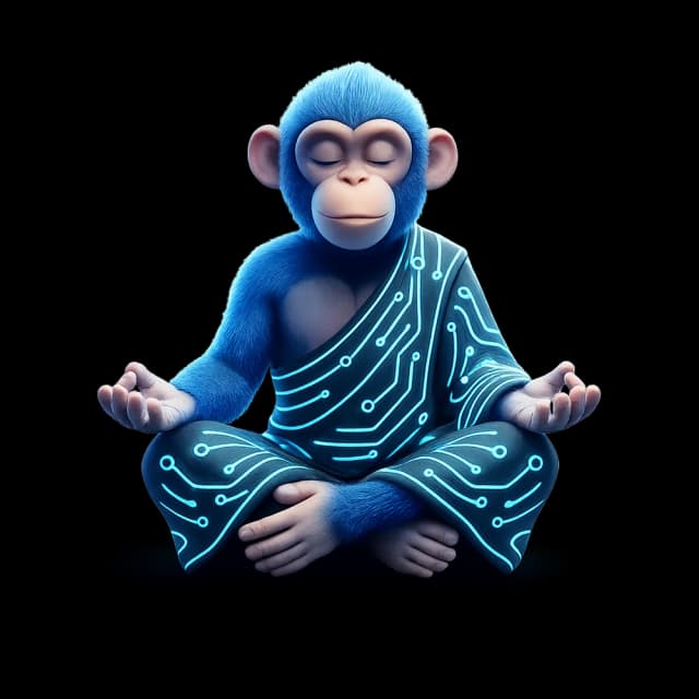 瞑想する Bluemonky — BLUE MONK CONSULTING のマスコット